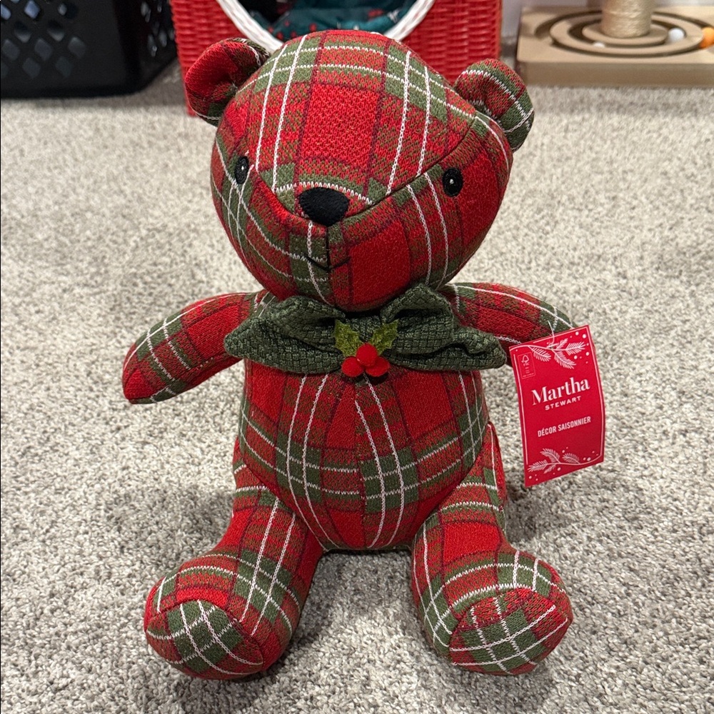 NWT Martha Stewart Plaid Teddy Bear with Beans